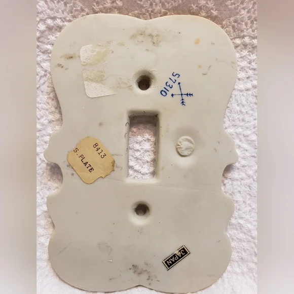 Vintage Switch Plate Cover, Made in Japan Porcelain Shabby Chic Wall Decor - Picture 4 of 9